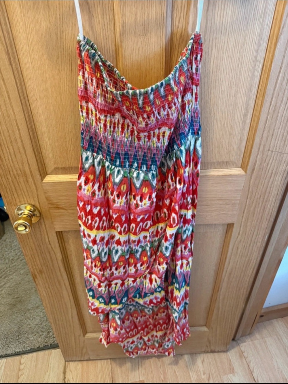 Angie Red Multicolor Smocked Maxi Dress